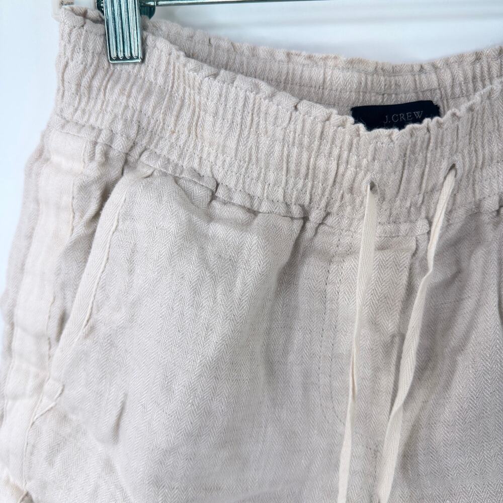 J.Crew Women's Linen Herringbone Drawstring Shorts Ivory Beach SIZE XS - Picture 2 of 6